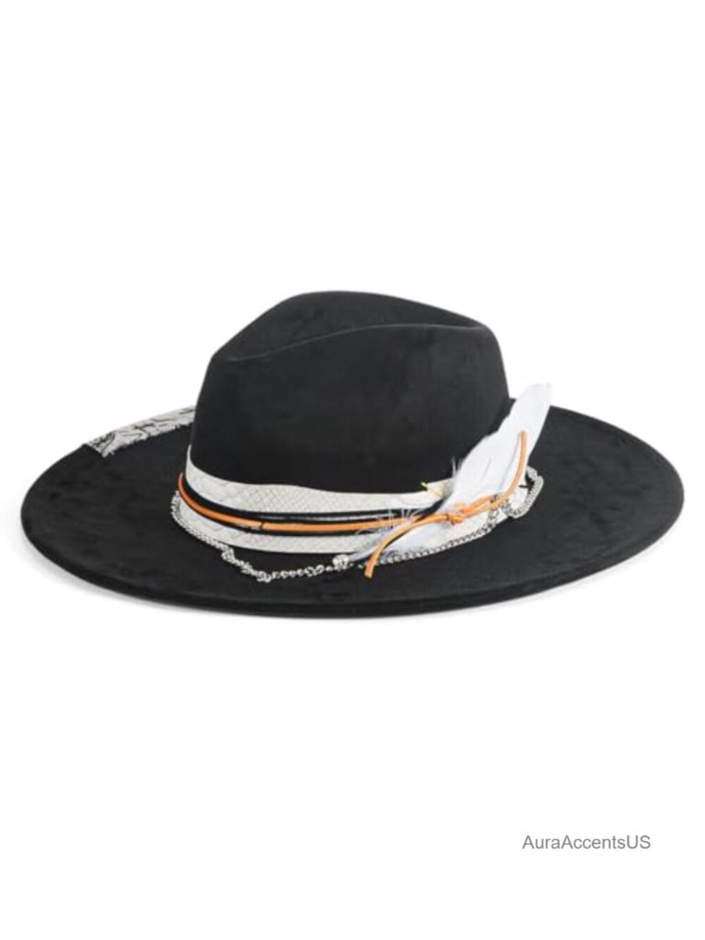 Handmade Wide Brim Suede Fedora Hat M-L Western Rancher Style